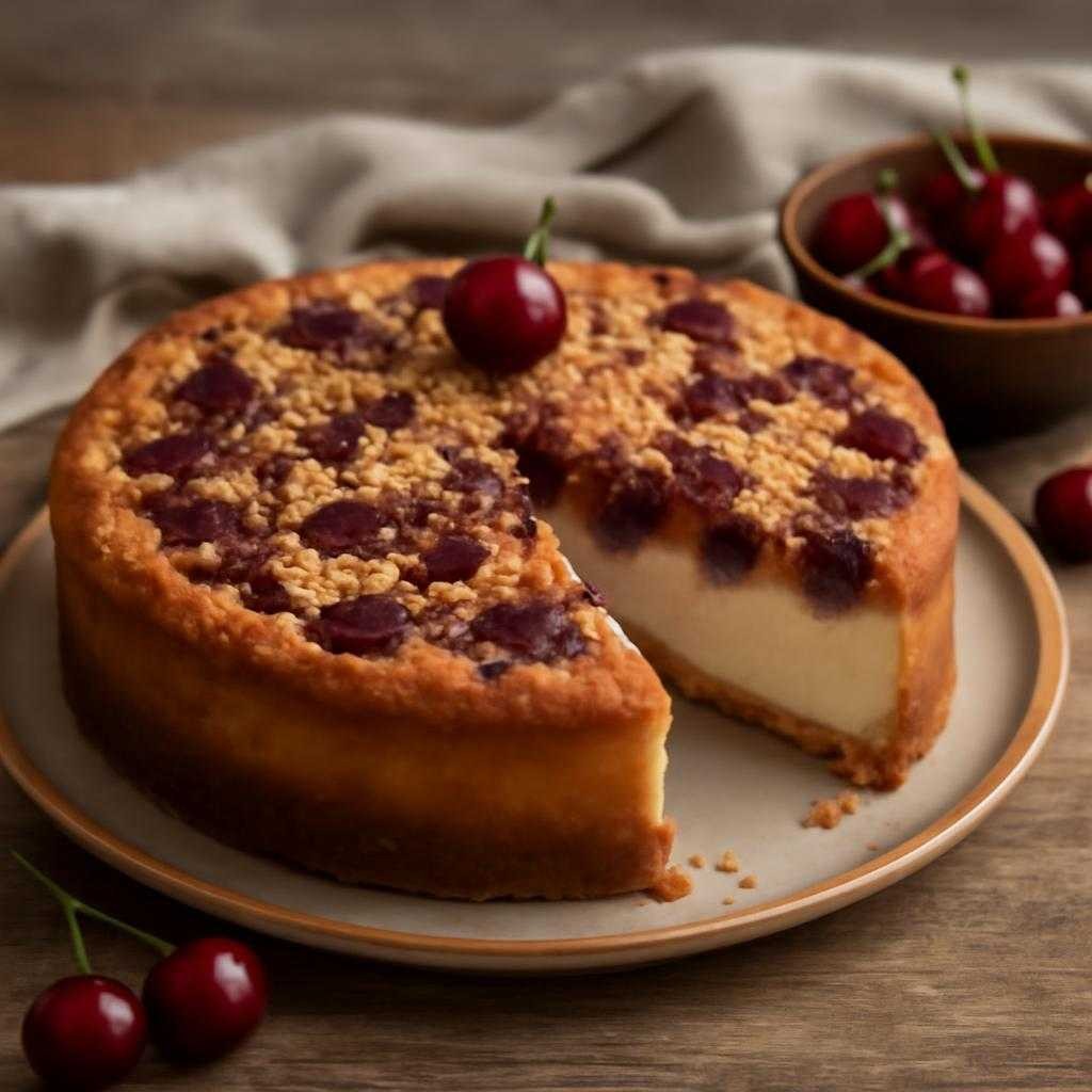 творожный пирог с вишней